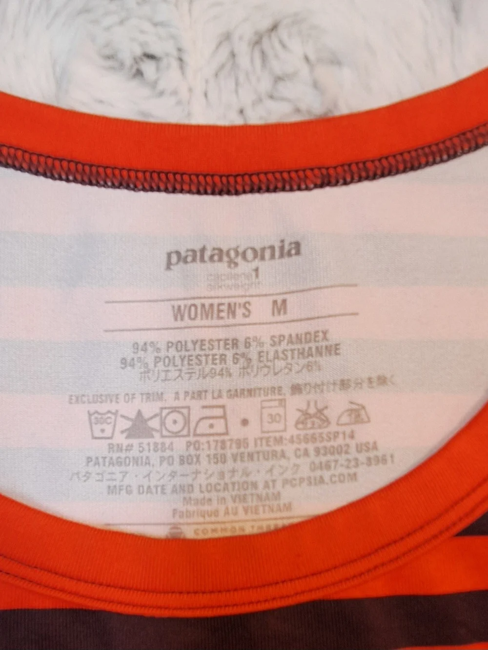 Patagonia Orange and Black Striped Women’s Tank Top - Picture 4 of 4